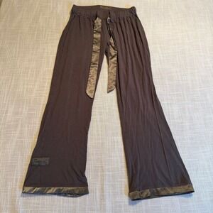 Faceplant Dreamwear Brown Bamboo Viscose Satin Trim Lounge Pajama Pants Small